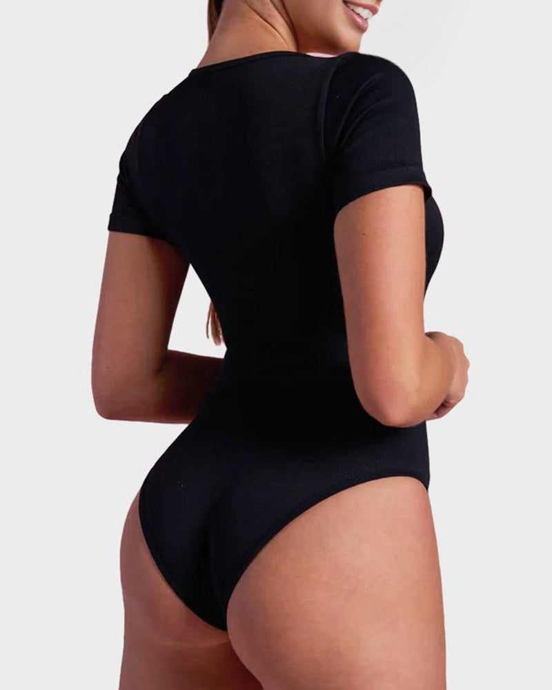 Quadratischer Ausschnitt Thong-Bodysuit