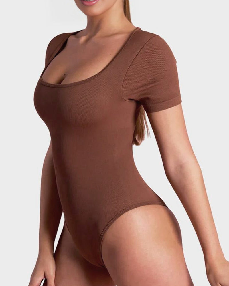 Quadratischer Ausschnitt Thong-Bodysuit