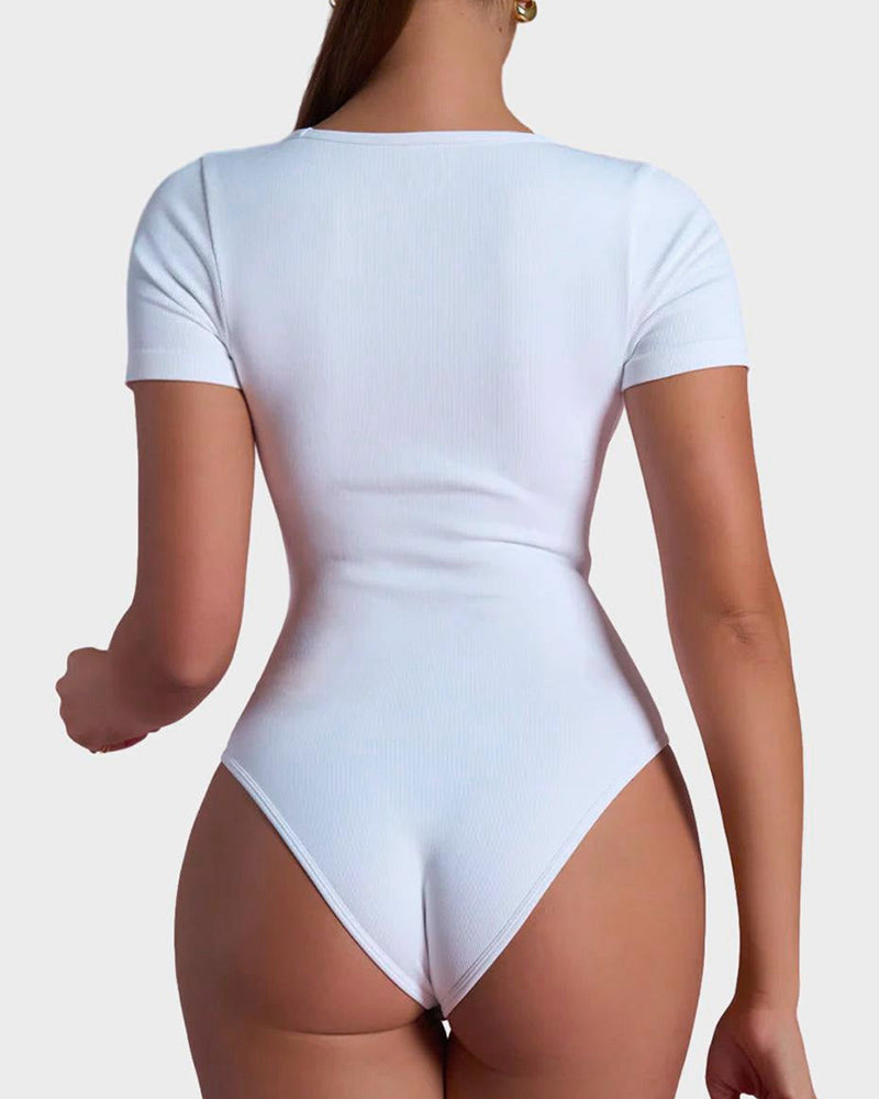 Quadratischer Ausschnitt Thong-Bodysuit