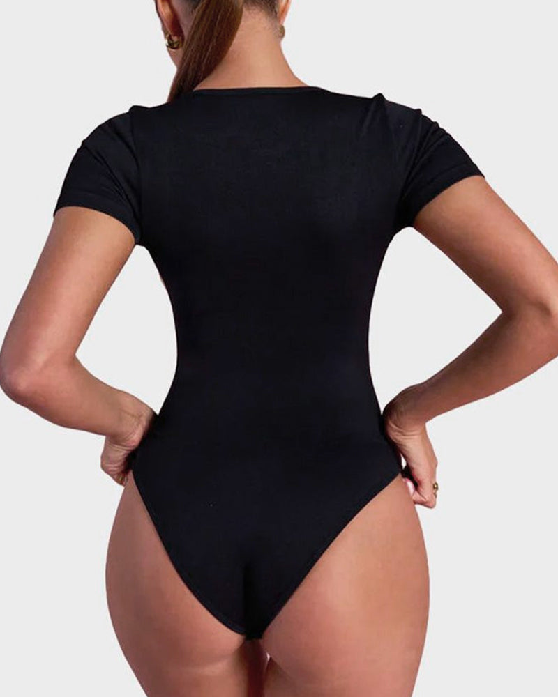 Quadratischer Ausschnitt Thong-Bodysuit