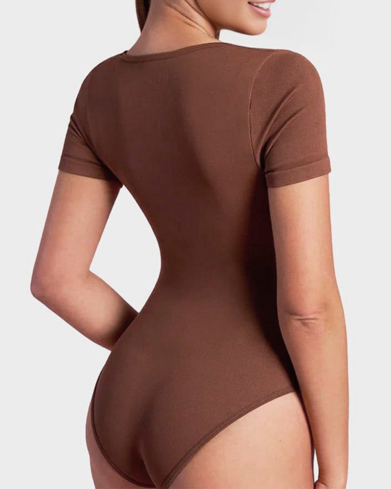 Quadratischer Ausschnitt Thong-Bodysuit