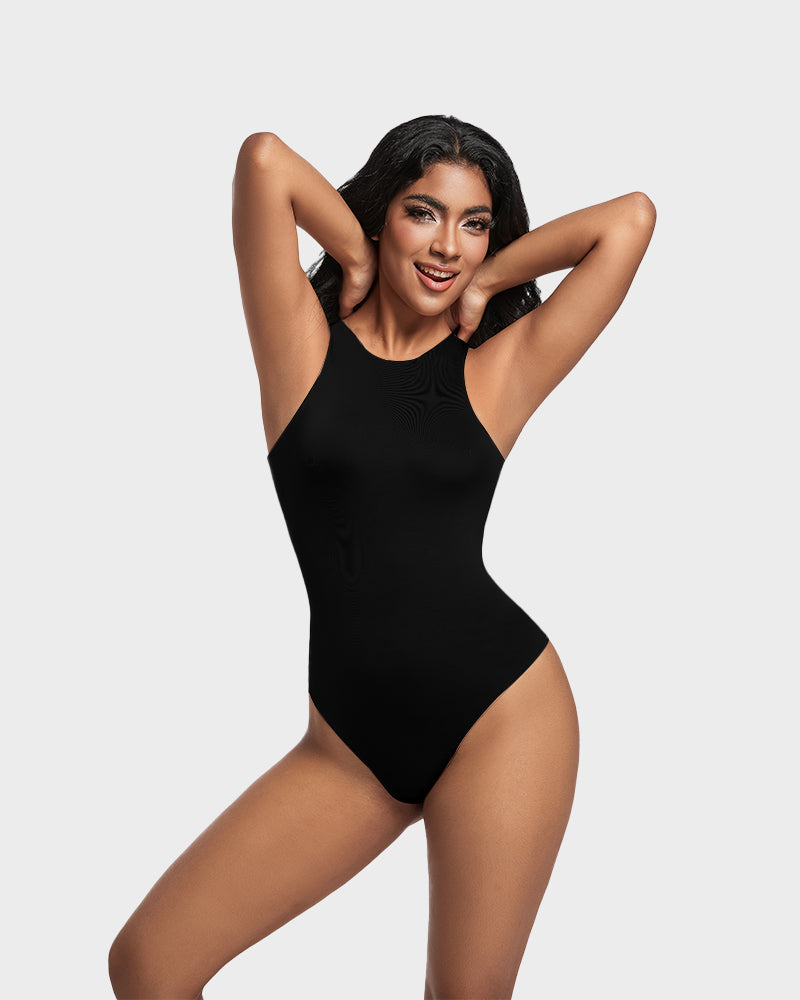 Elegance Sculpt Seamless Halter Neck Thong Bodysuit