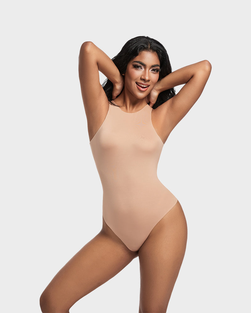 Elegance Sculpt Seamless Halter Neck Thong Bodysuit