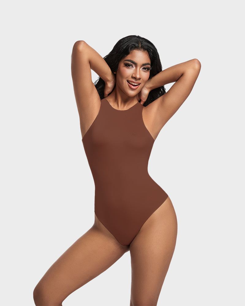 Elegance Sculpt Seamless Halter Neck Thong Bodysuit