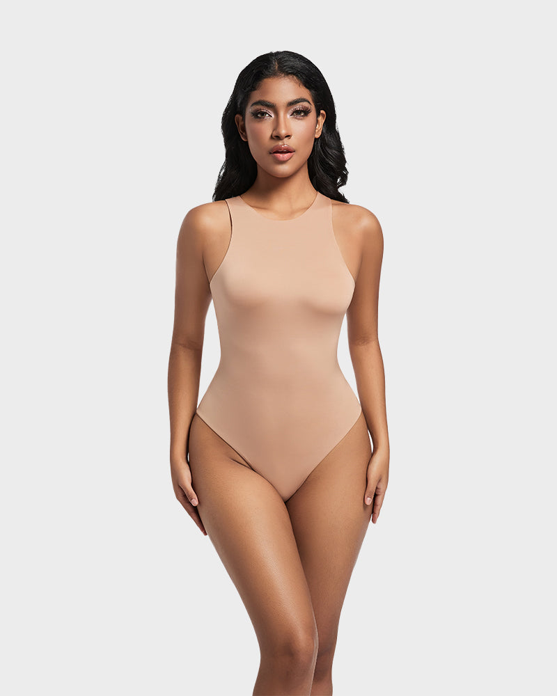 Elegance Sculpt Seamless Halter Neck Thong Bodysuit