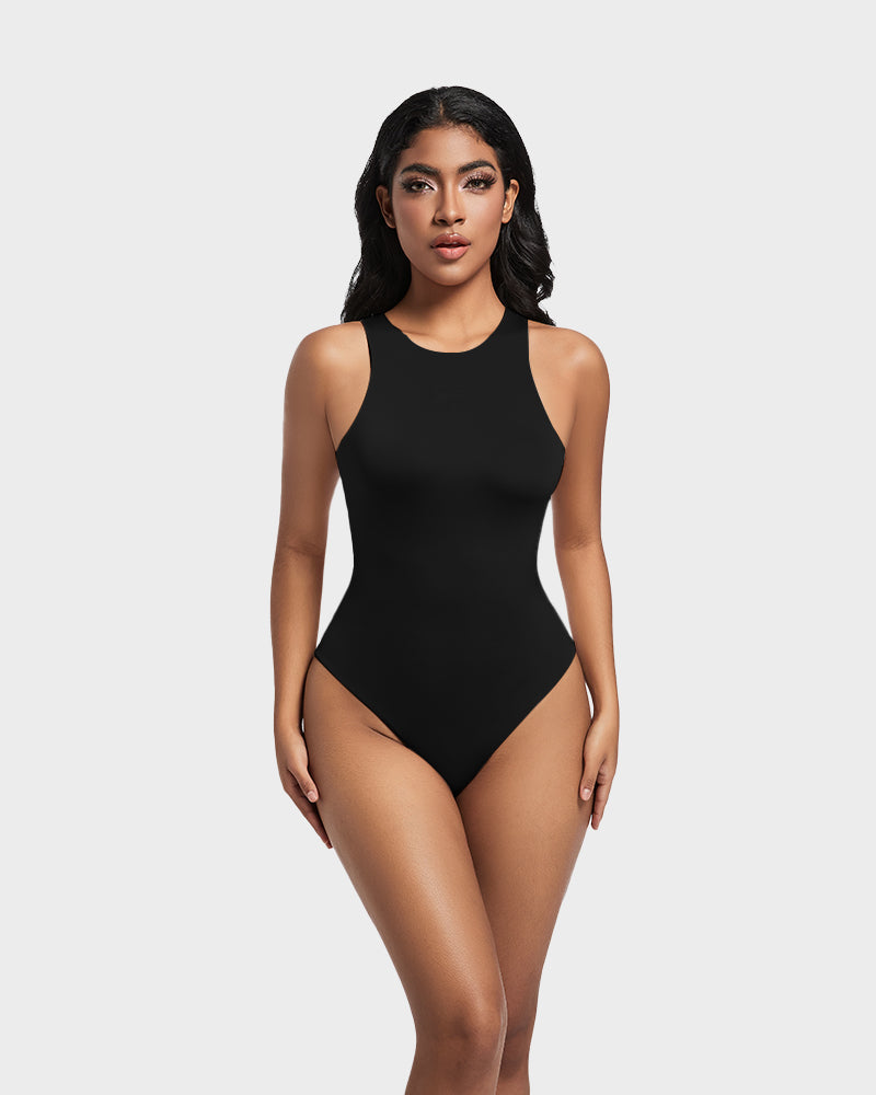 Elegance Sculpt Seamless Halter Neck Thong Bodysuit