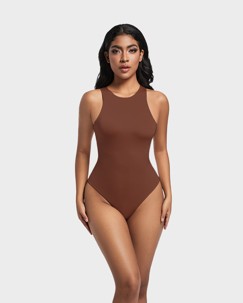 Elegance Sculpt Seamless Halter Neck Thong Bodysuit