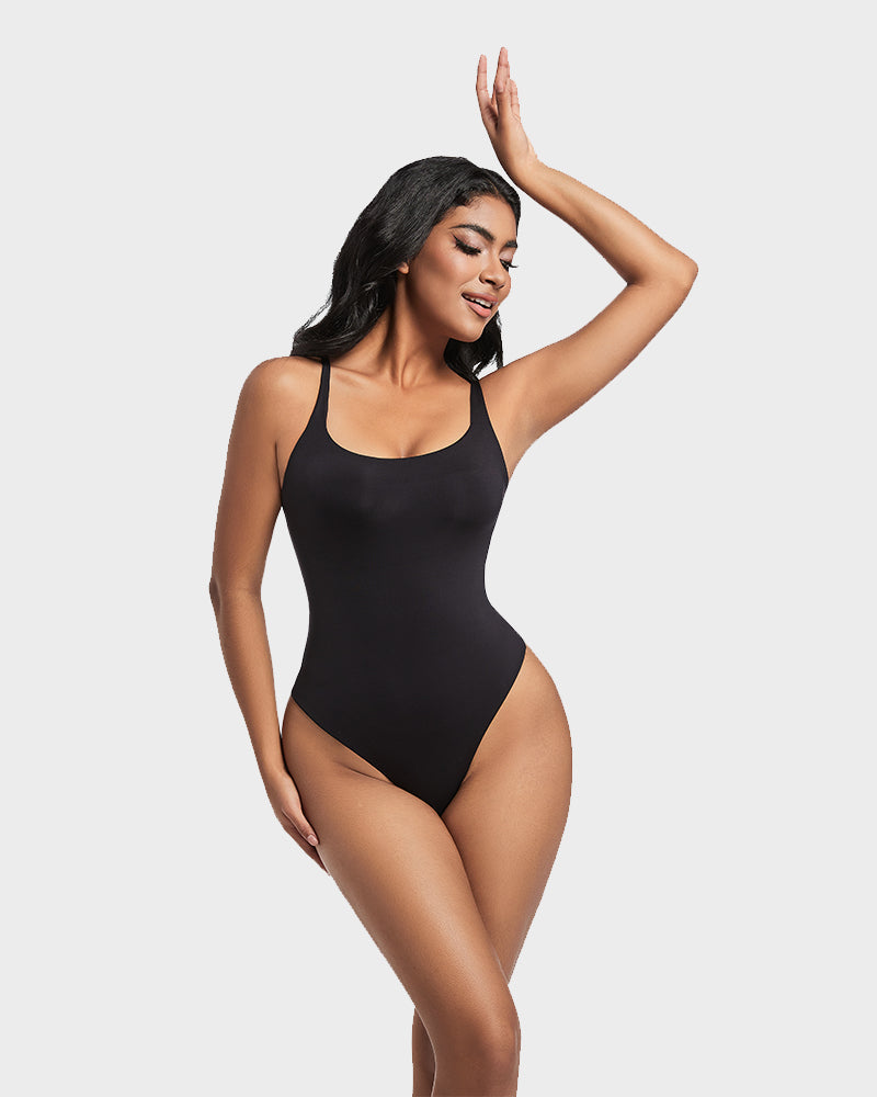Sculpted Confidence Sleeveless Scoop Neck Thong Bodysuit