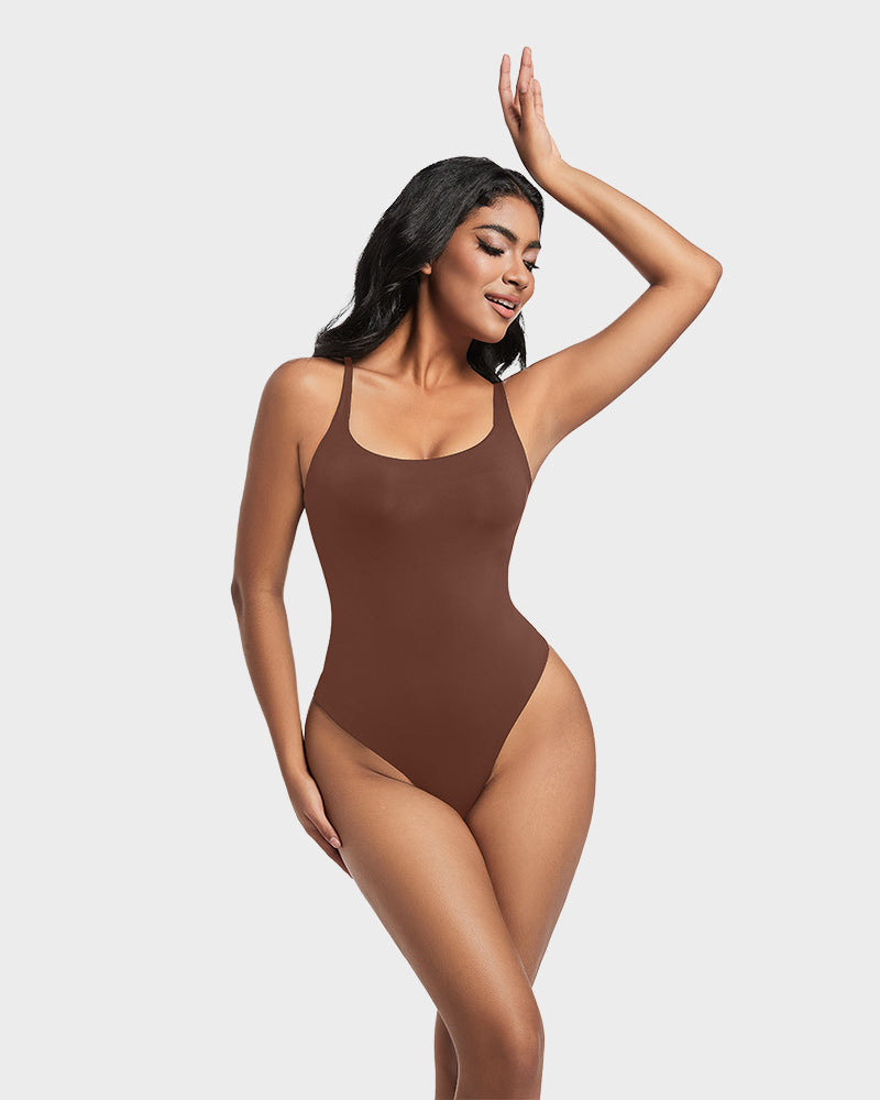 Sculpted Confidence Sleeveless Scoop Neck Thong Bodysuit