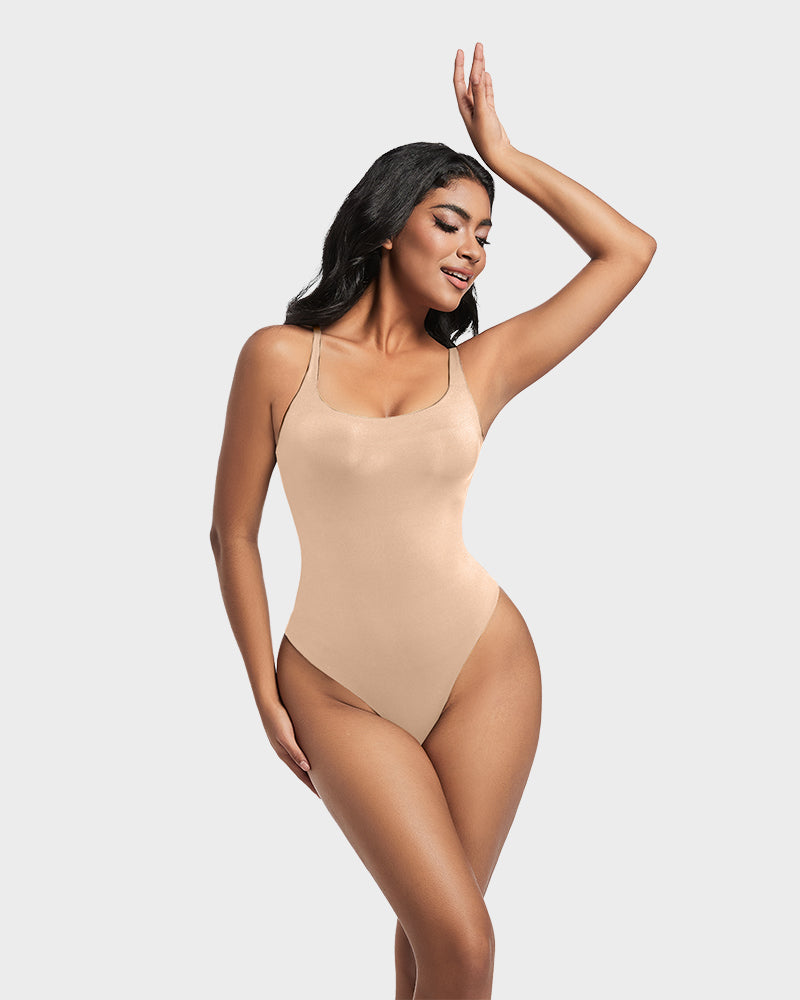 Sculpted Confidence Sleeveless Scoop Neck Thong Bodysuit