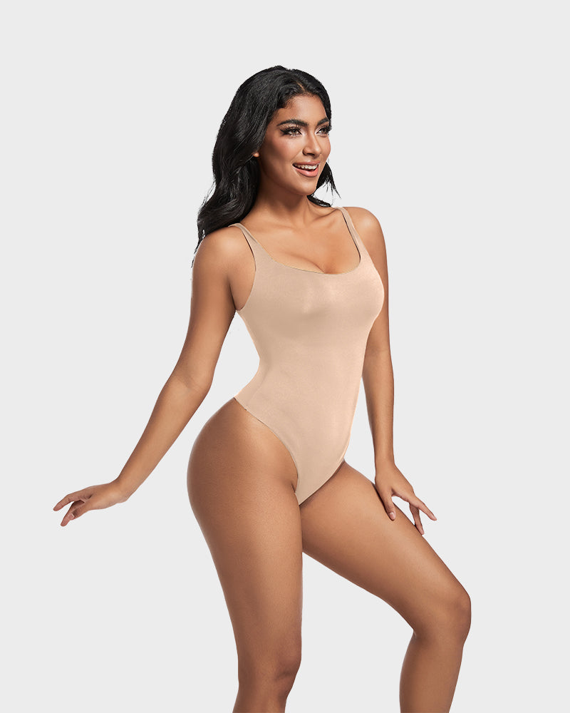 Sculpted Confidence Sleeveless Scoop Neck Thong Bodysuit