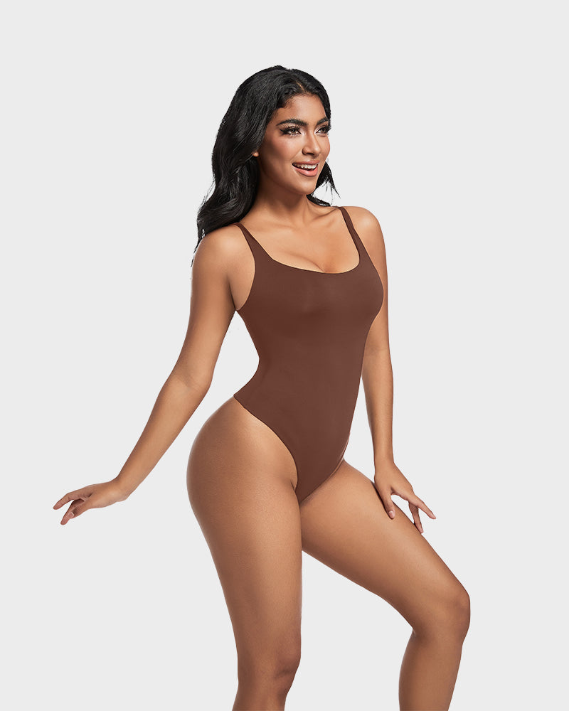 Sculpted Confidence Sleeveless Scoop Neck Thong Bodysuit