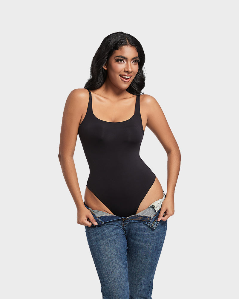Sculpted Confidence Sleeveless Scoop Neck Thong Bodysuit