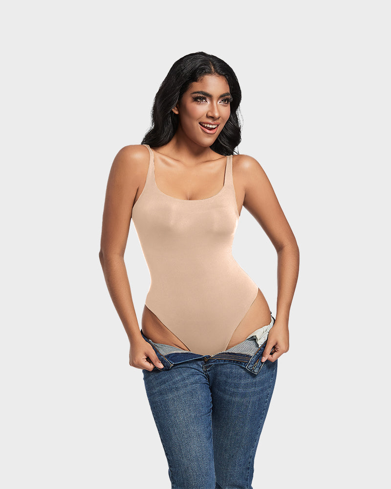Sculpted Confidence Sleeveless Scoop Neck Thong Bodysuit