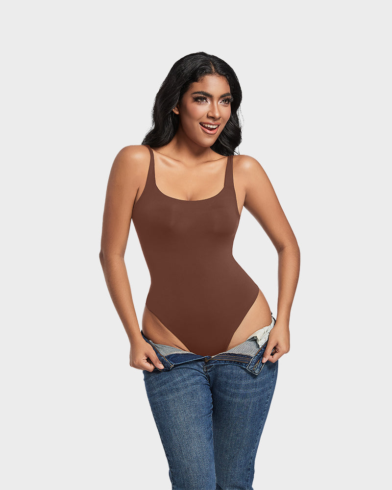 Sculpted Confidence Sleeveless Scoop Neck Thong Bodysuit