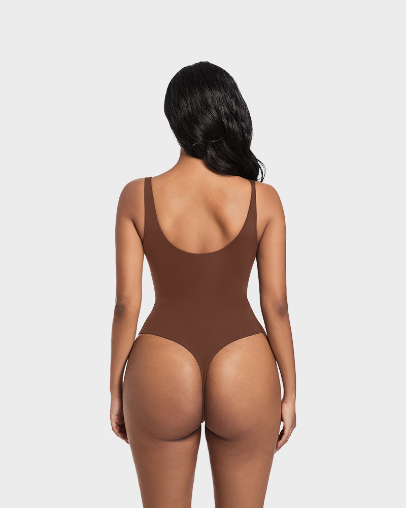 Sculpted Confidence Sleeveless Scoop Neck Thong Bodysuit