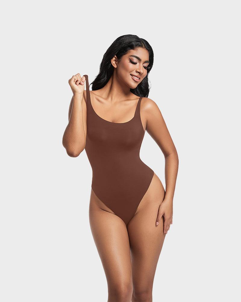 Sculpted Confidence Sleeveless Scoop Neck Thong Bodysuit