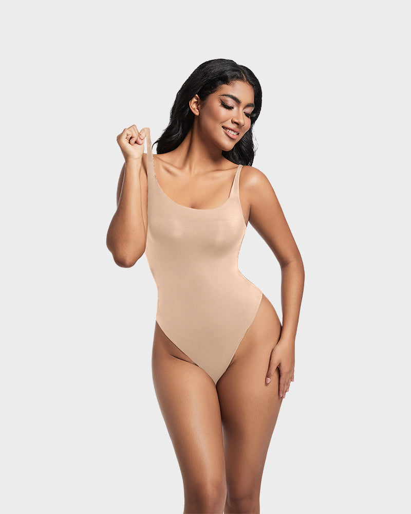 Sculpted Confidence Sleeveless Scoop Neck Thong Bodysuit