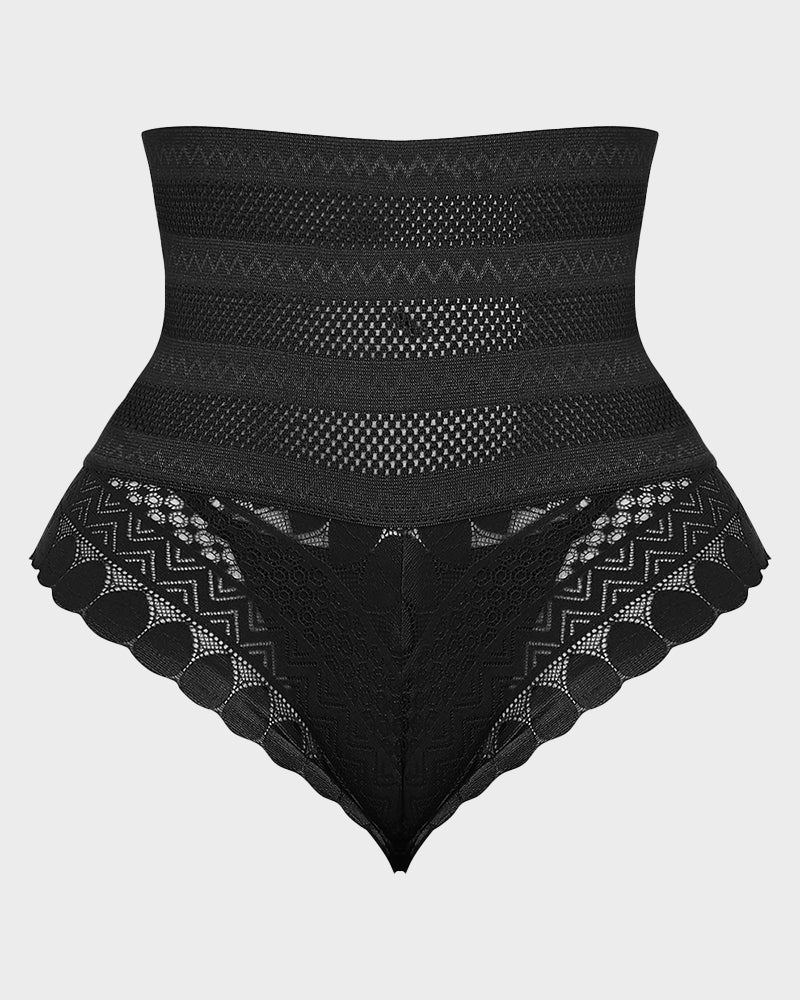 Hohe Taille Spitzen-Mesh Bauchkontrolle Formende Lange Slip