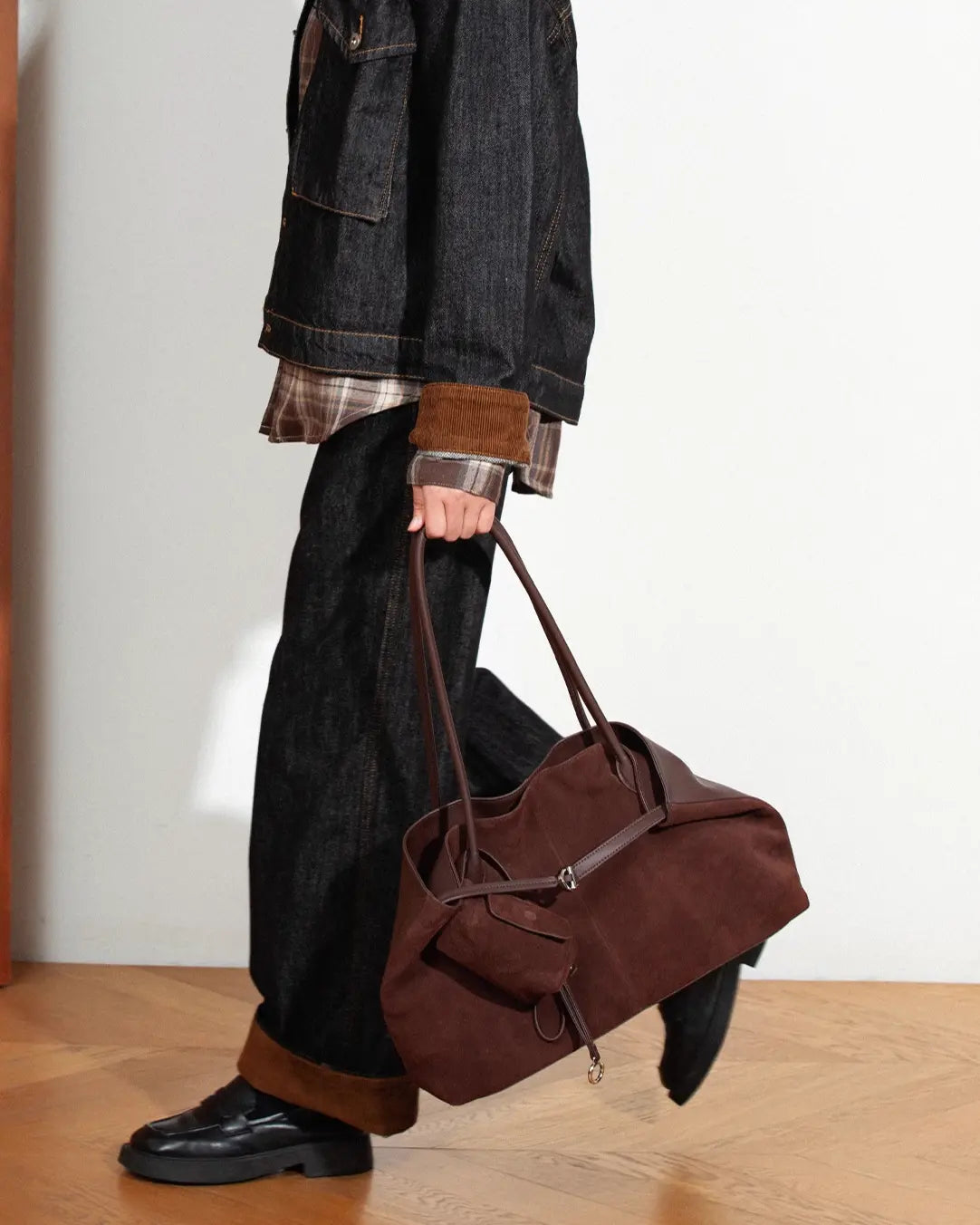 Elegant Vegan Suede Commuter Tote