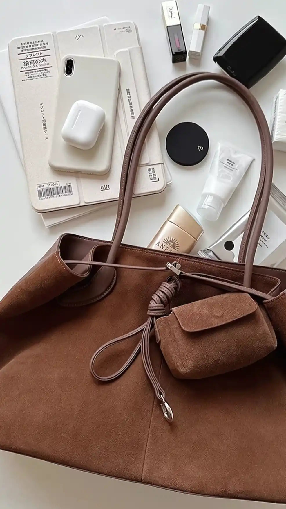 Elegant Vegan Suede Commuter Tote