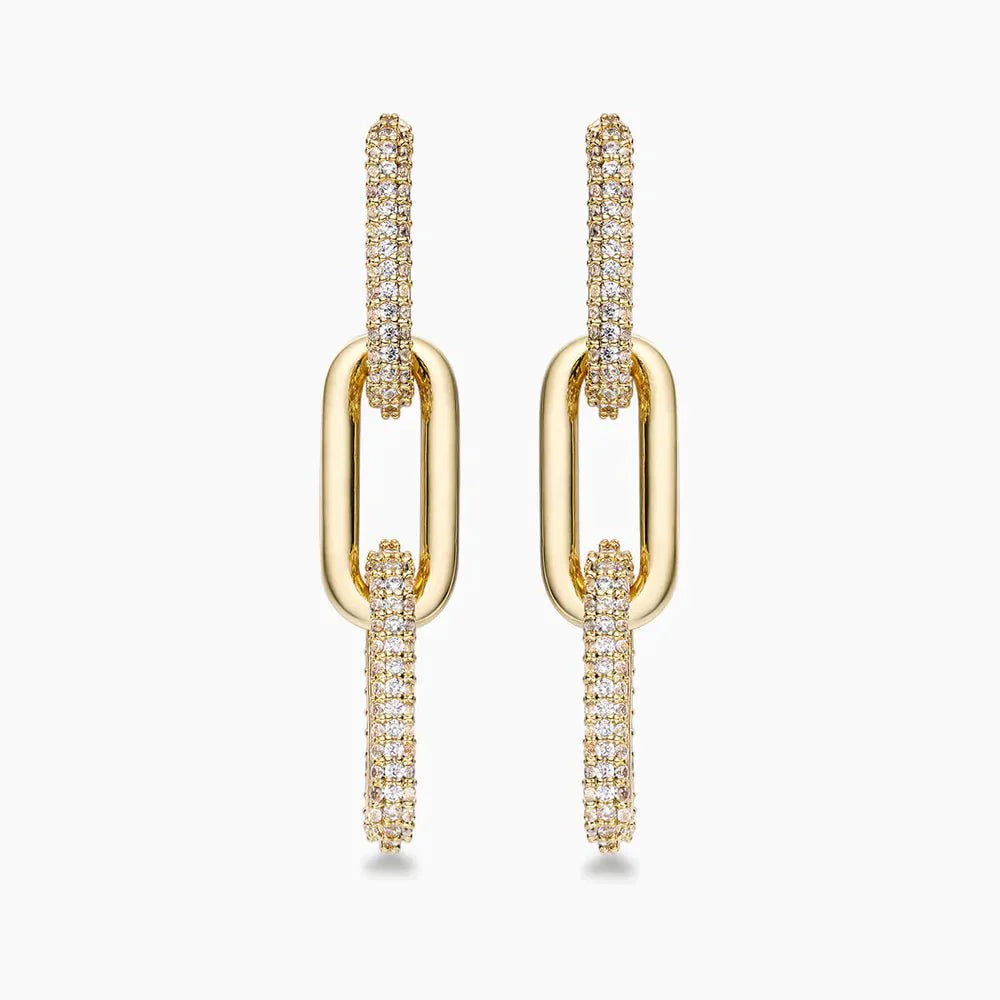 Half Pave Chain Earrings - UnfoldSerenity