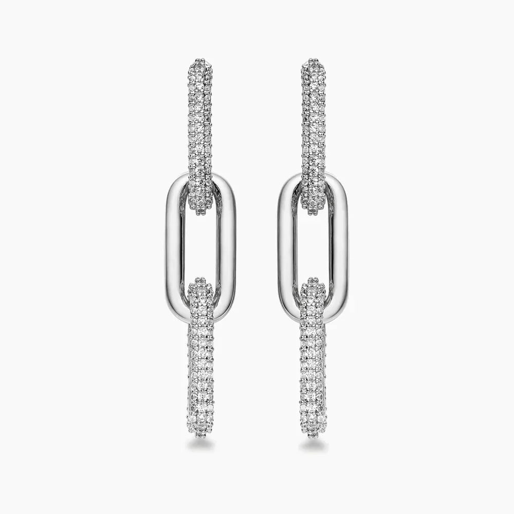 Half Pave Chain Earrings - UnfoldSerenity
