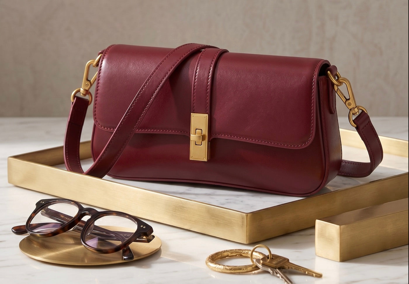 Marcellina Luxus Leder Schultertasche