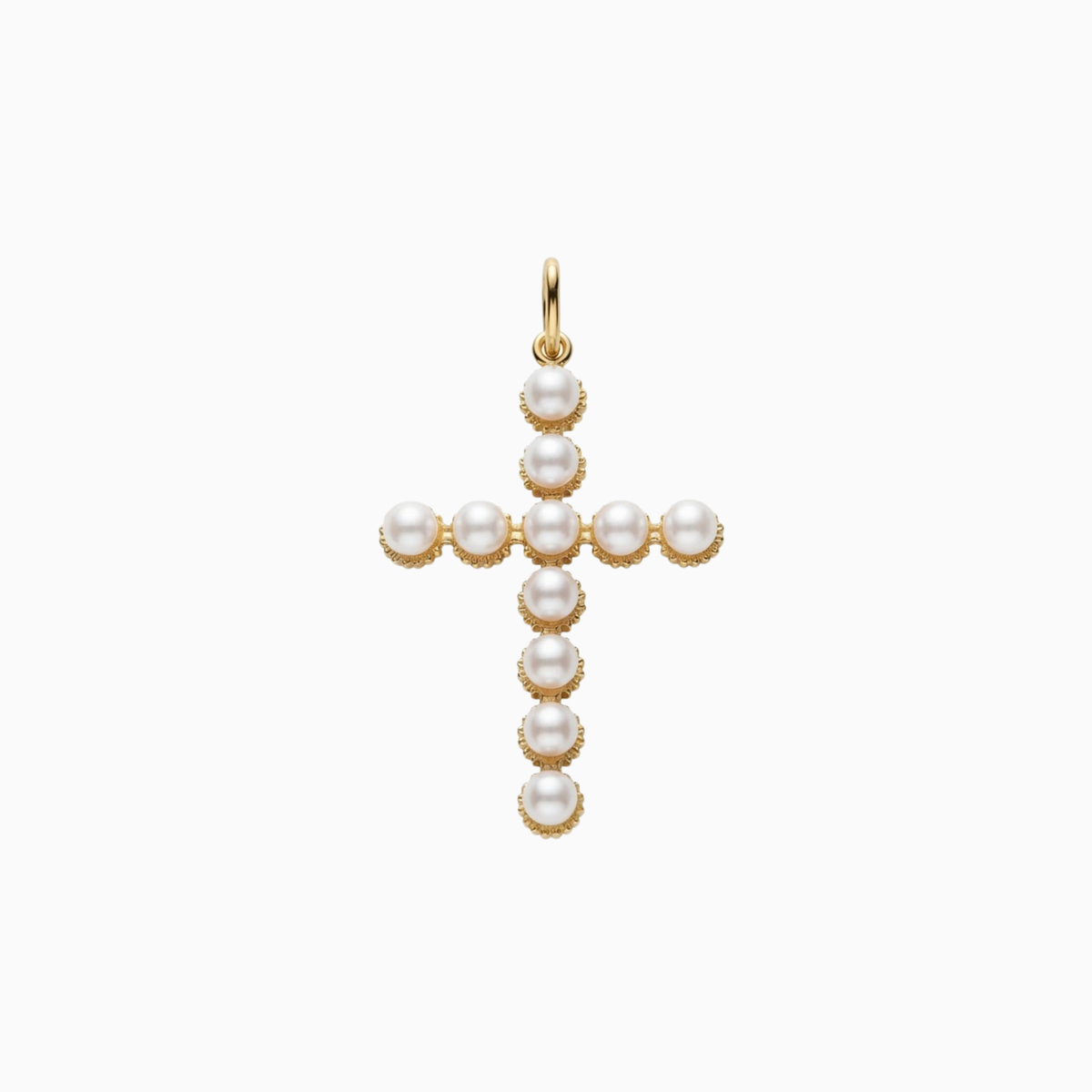 Charms - Gold Radiant Pearl Cross Pendant