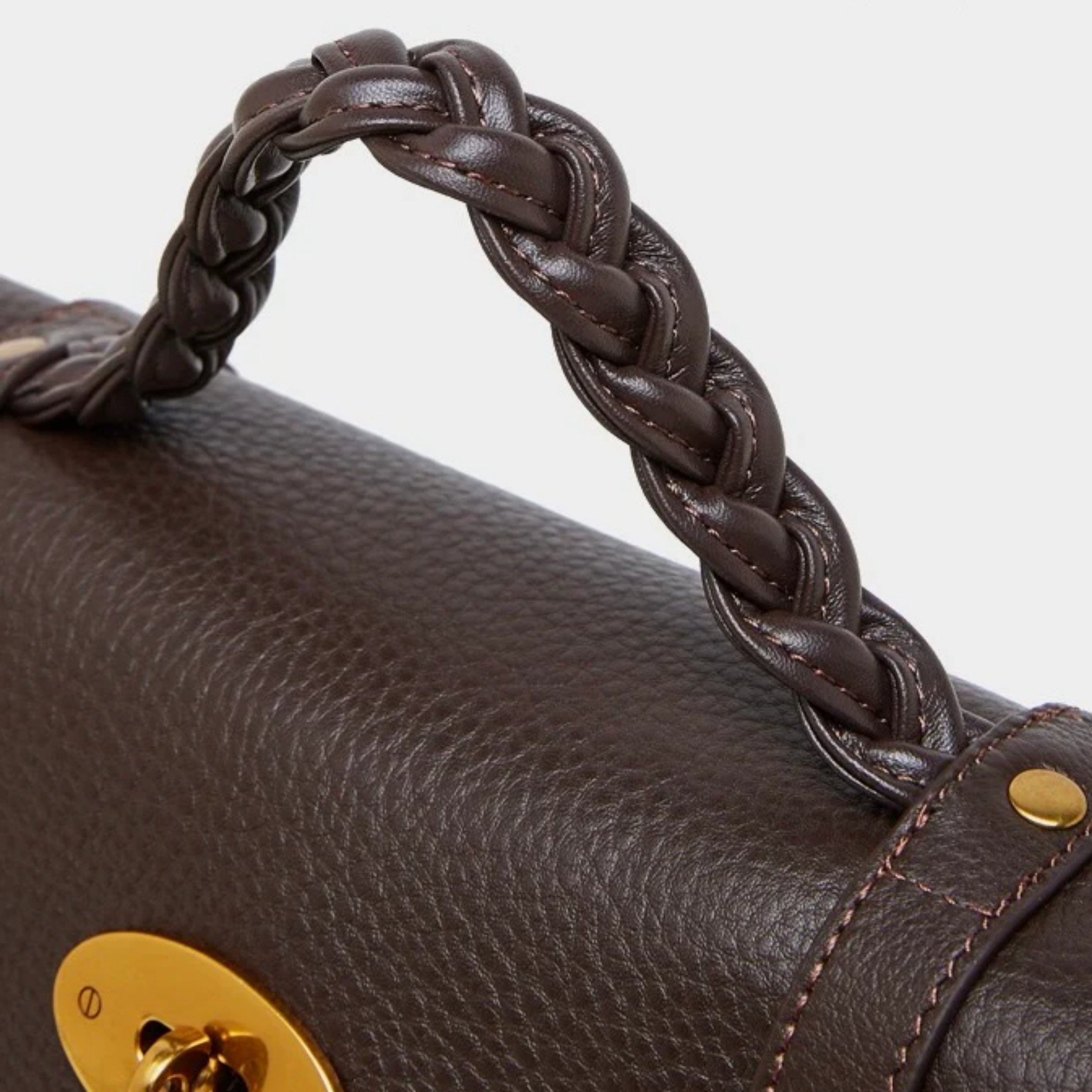 Solévia Geniune Leather Satchel with Braided Handle