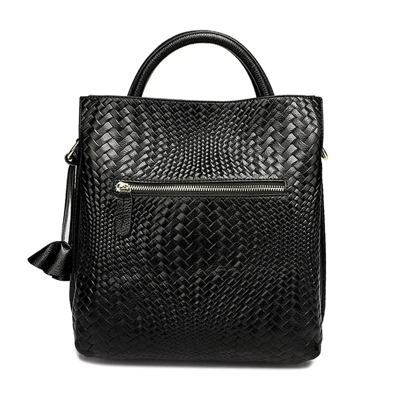 Woven Leather Bucket Bag