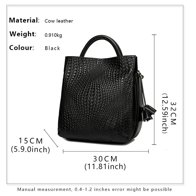 Woven Leather Bucket Bag