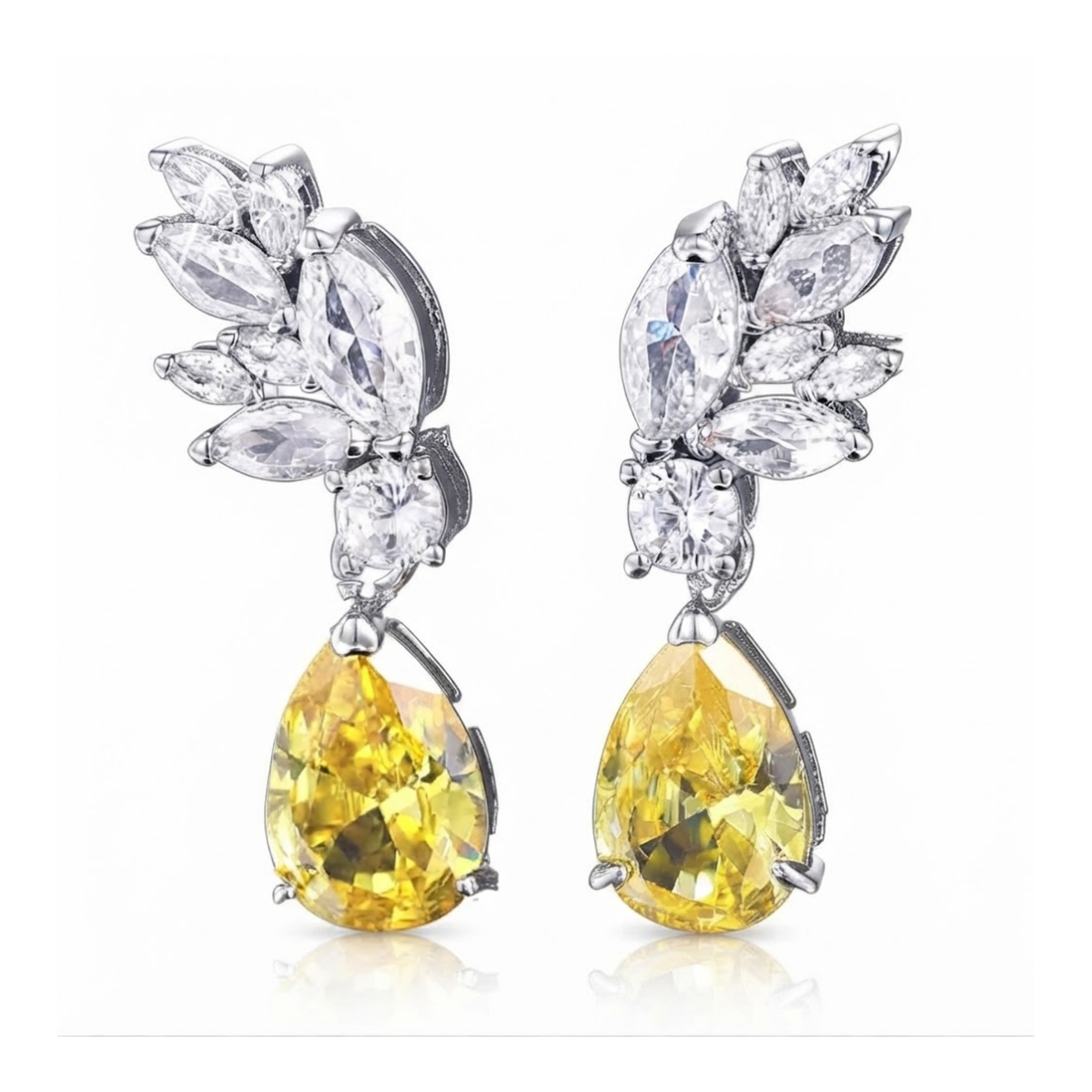 Anora Pear Cluster Drop Earrings