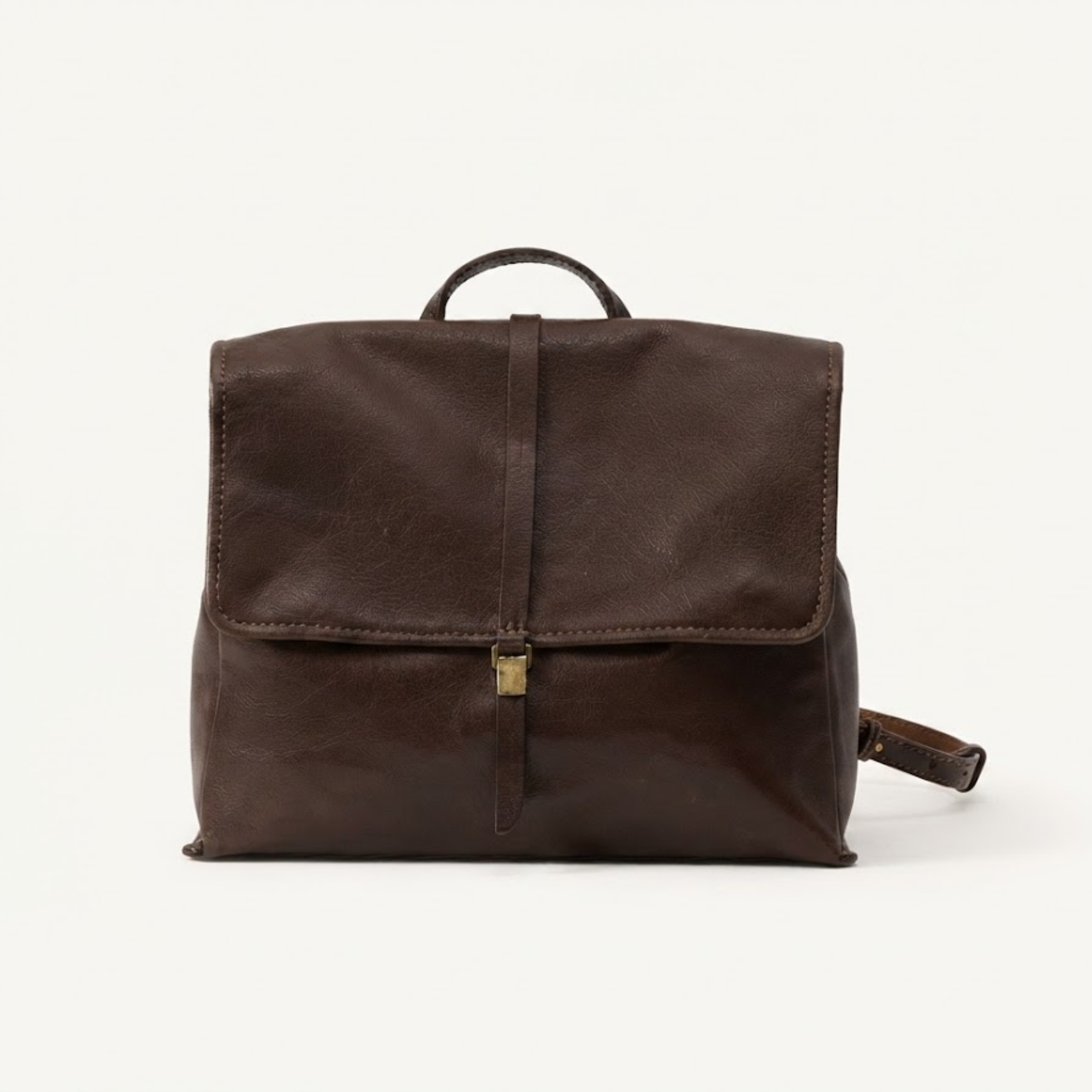 Morgana Classic Noir Leather Flap Backpack