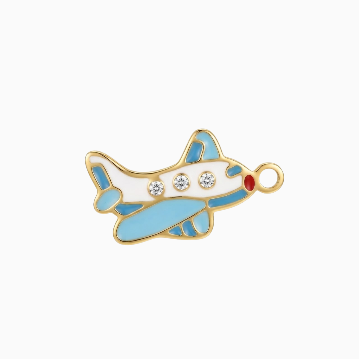 Charms - Gold Blue Airplane Pendant