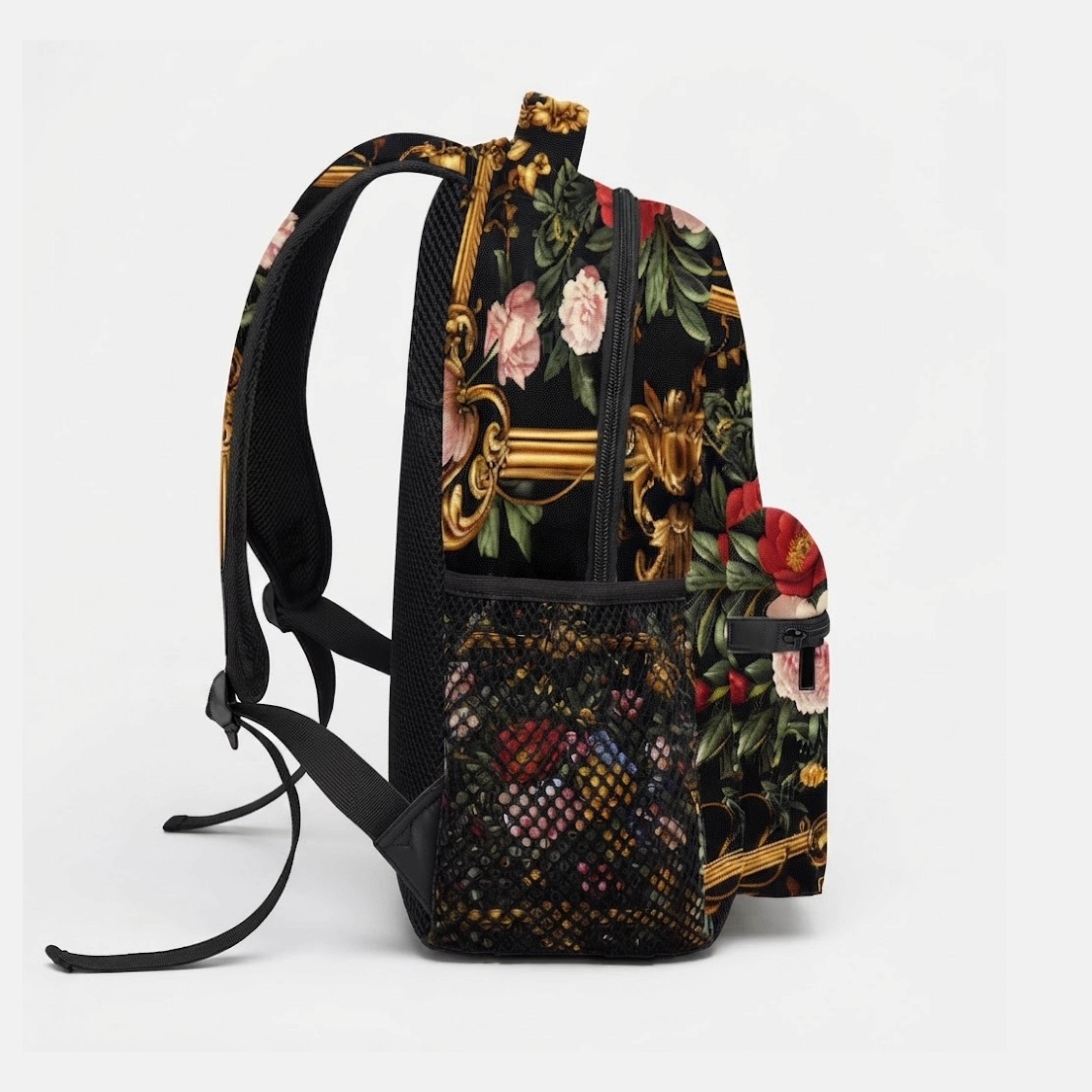 Eleganter Rucksack mit Rosellenblumenmuster