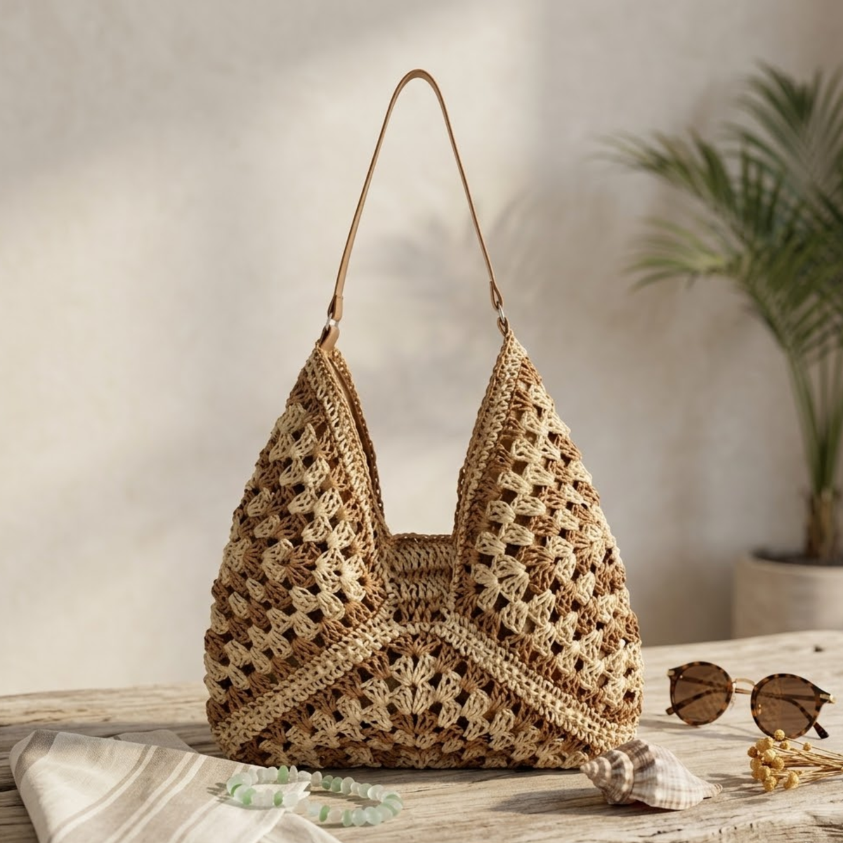 Sommerliche Boho-Strohflecht-Tasche – Nachhaltige Tasche