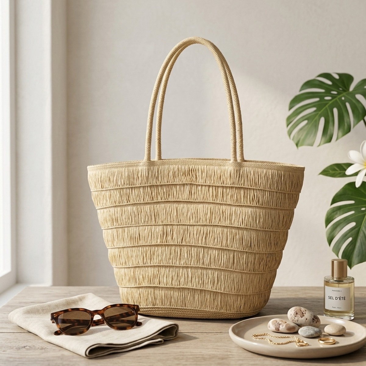 Ästhetische sommerliche gewebte Umhängetasche – nachhaltige Tasche