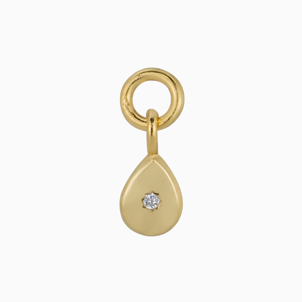 Charms - Gold Teardrop Solitaire Gem Pendant