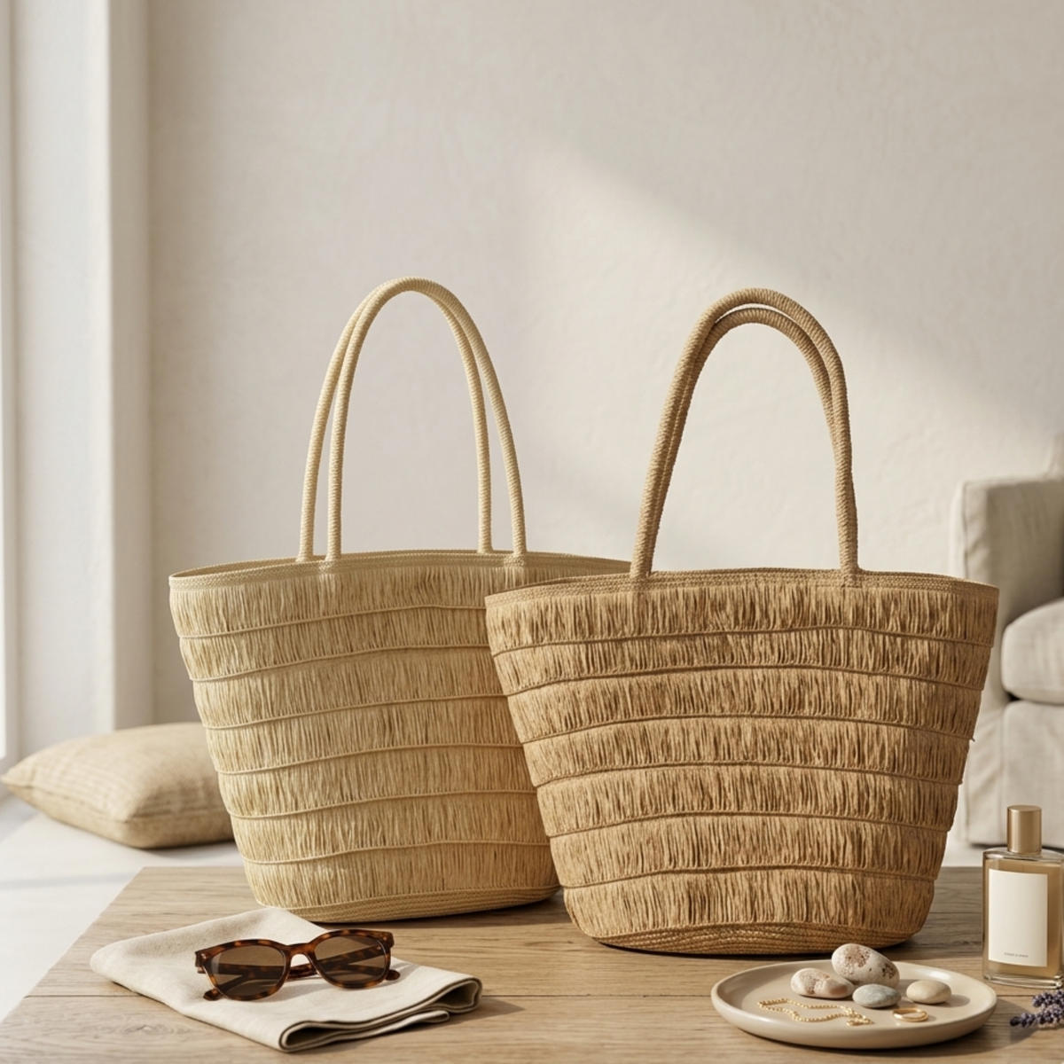 Aesthetic Summer Woven Tote Shoulder Bag – Sustainable Bag