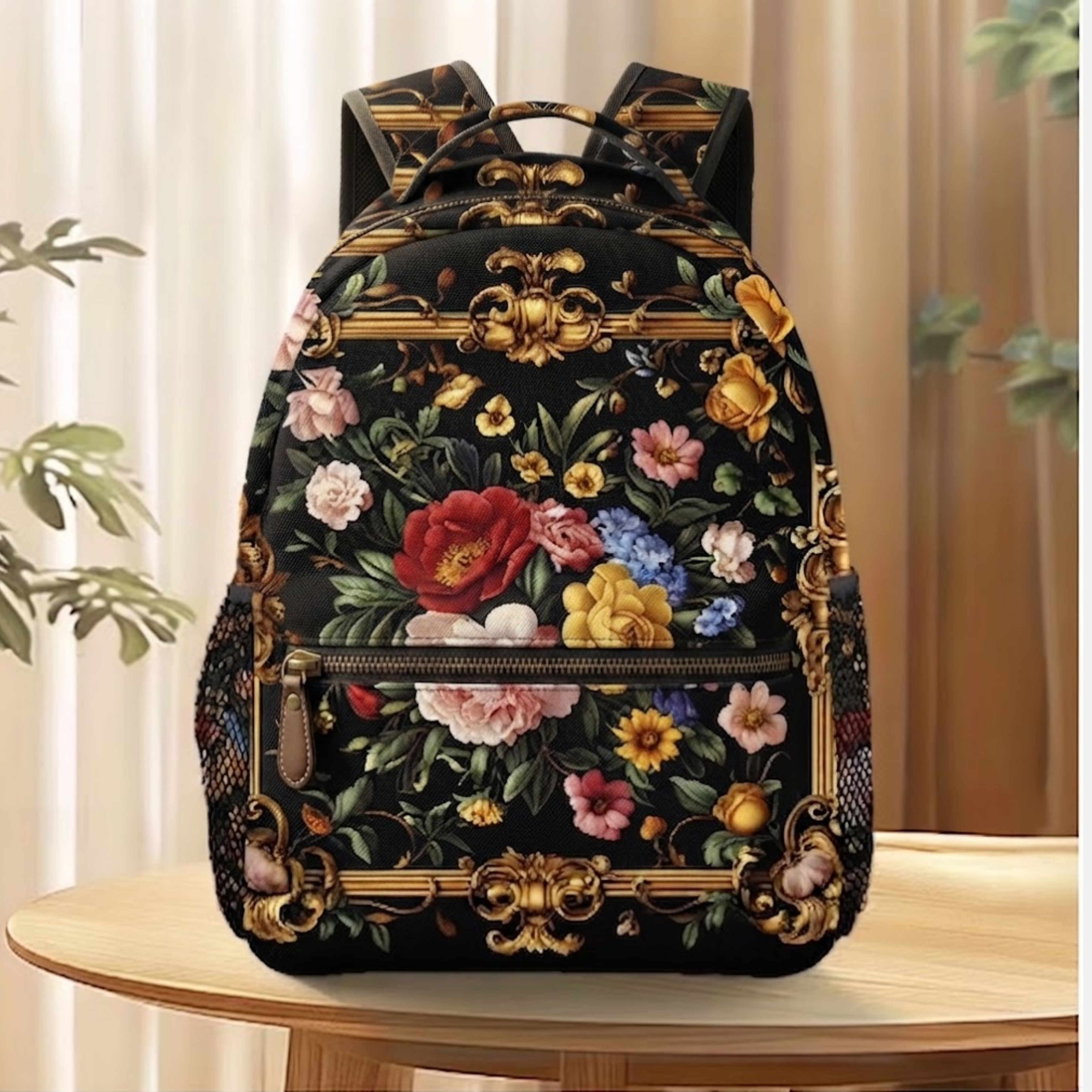 Eleganter Rucksack mit Rosellenblumenmuster
