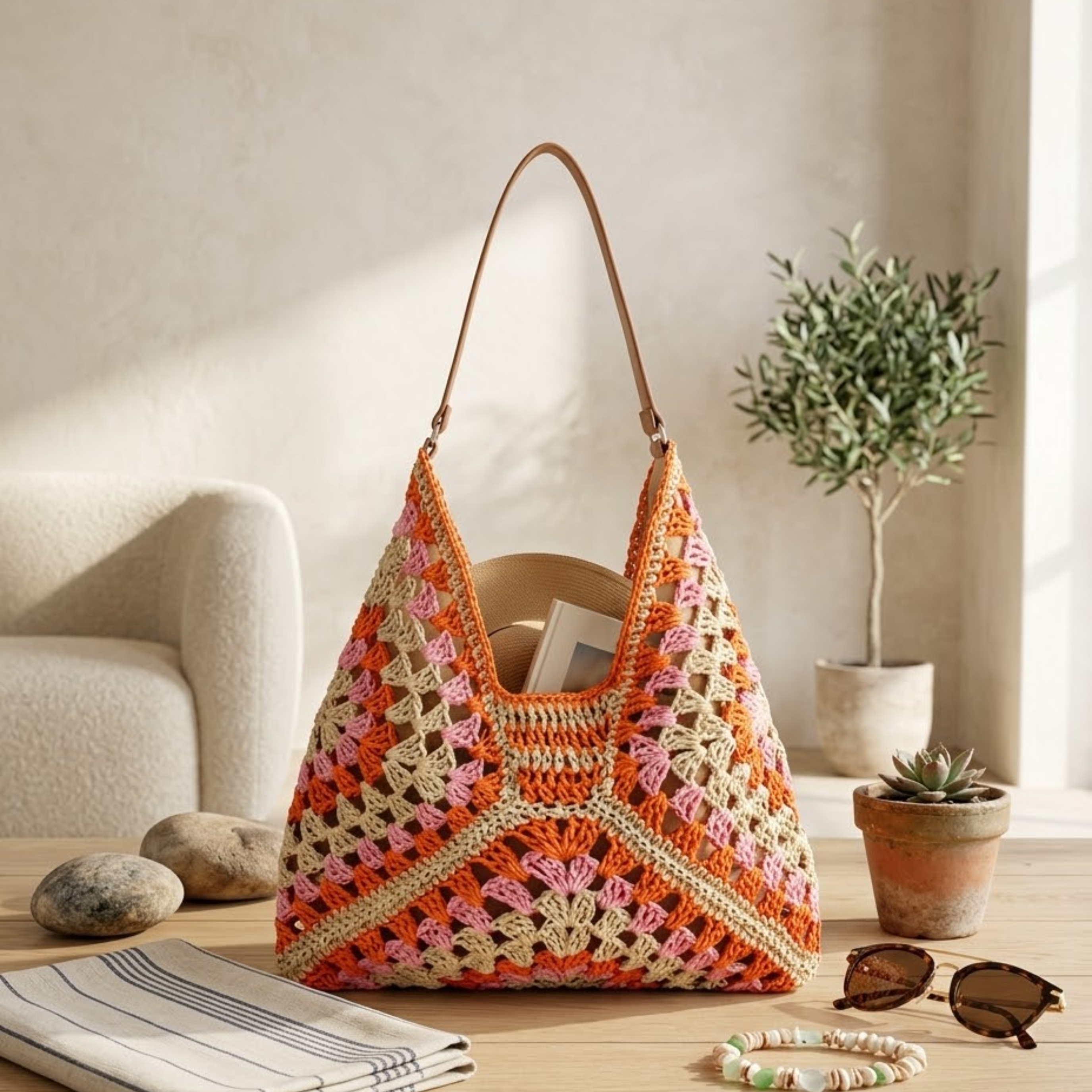 Sommerliche Boho-Strohflecht-Tasche – Nachhaltige Tasche