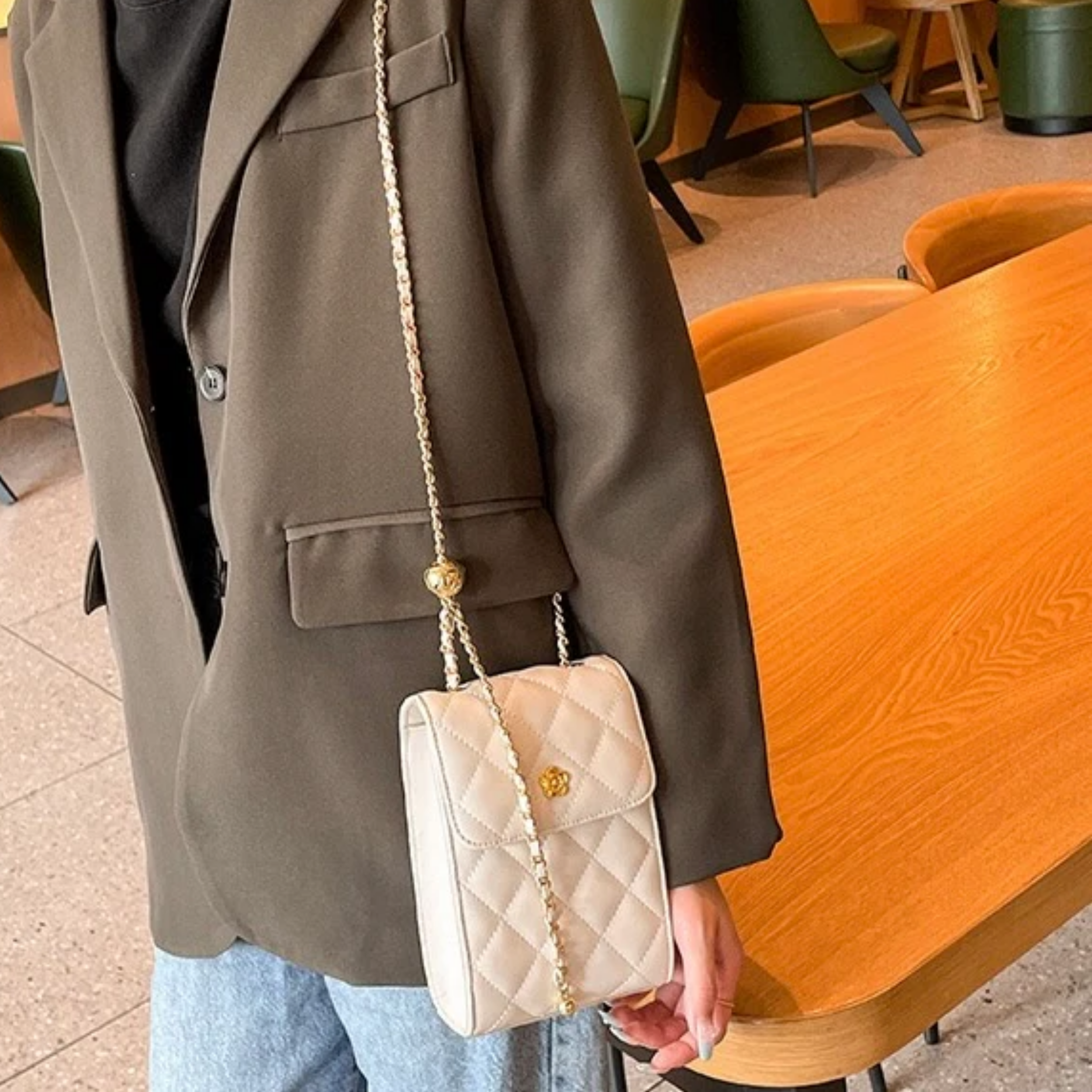 Celesthée Genuine Leather Chain Mini Crossbody Phone Bag