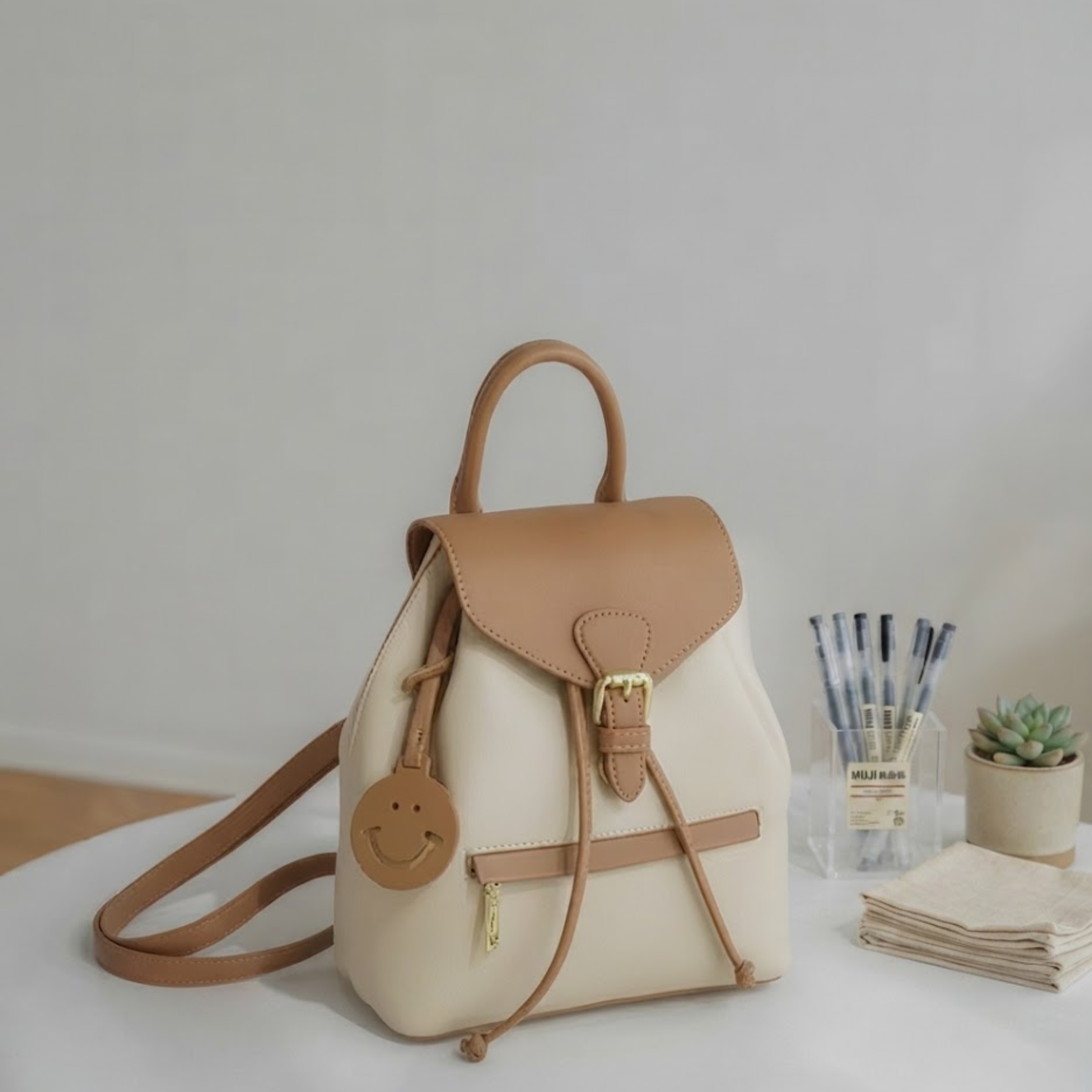 Annie Sunny Smile Two-Tone Leather Backpack