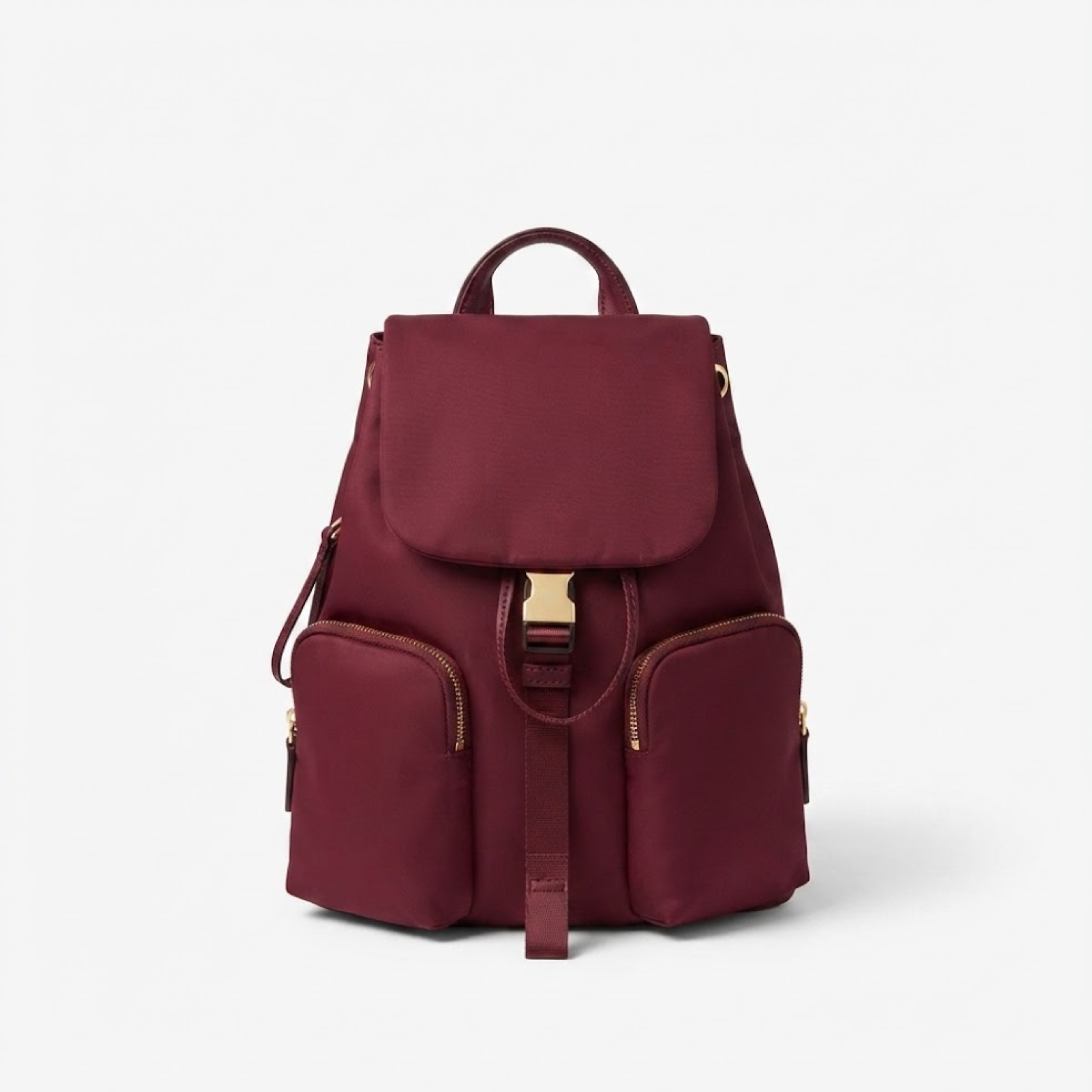 Karminroter Nylon-Rucksack mit Kordelzug