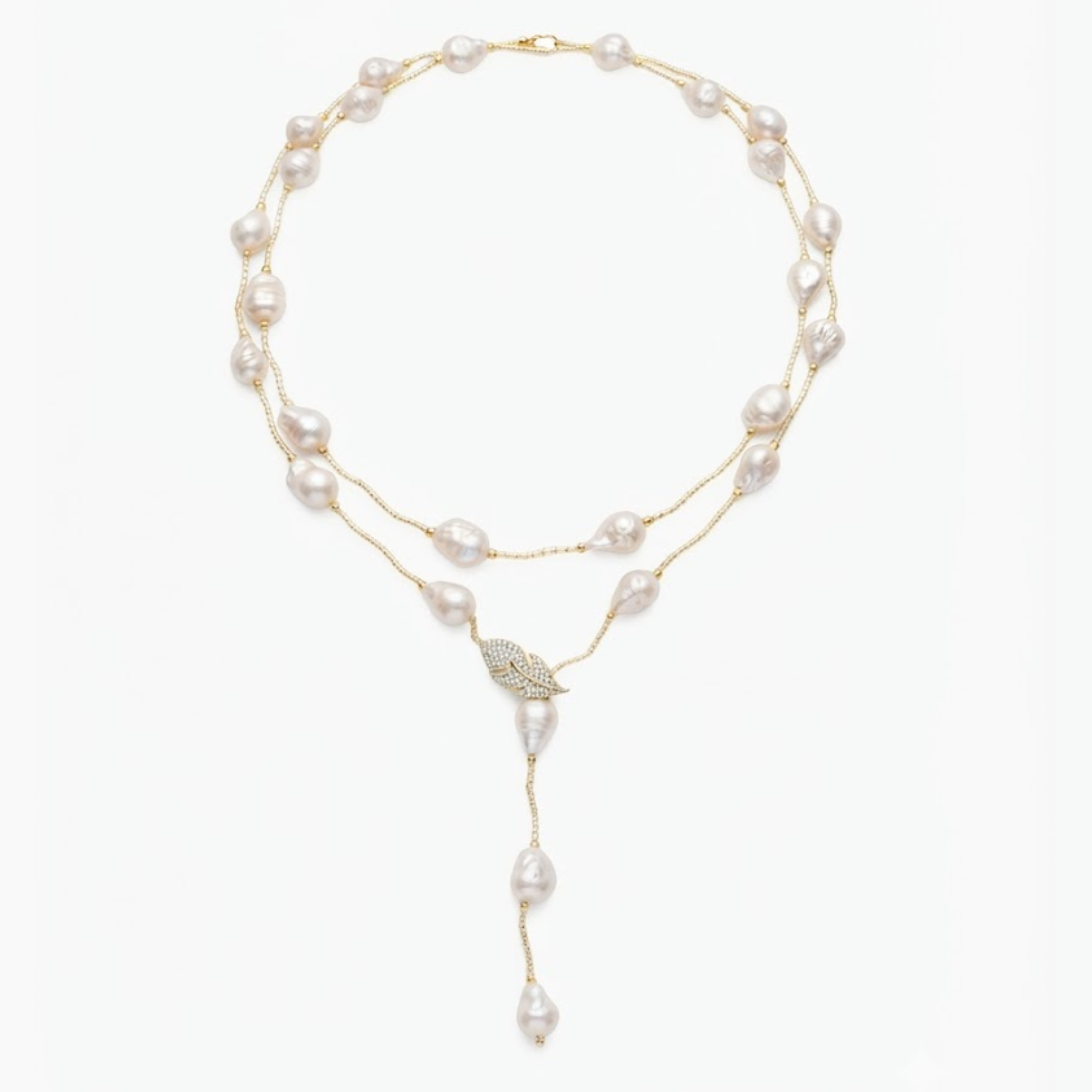 Fiorielle White Edison Keshi Pearl Necklace