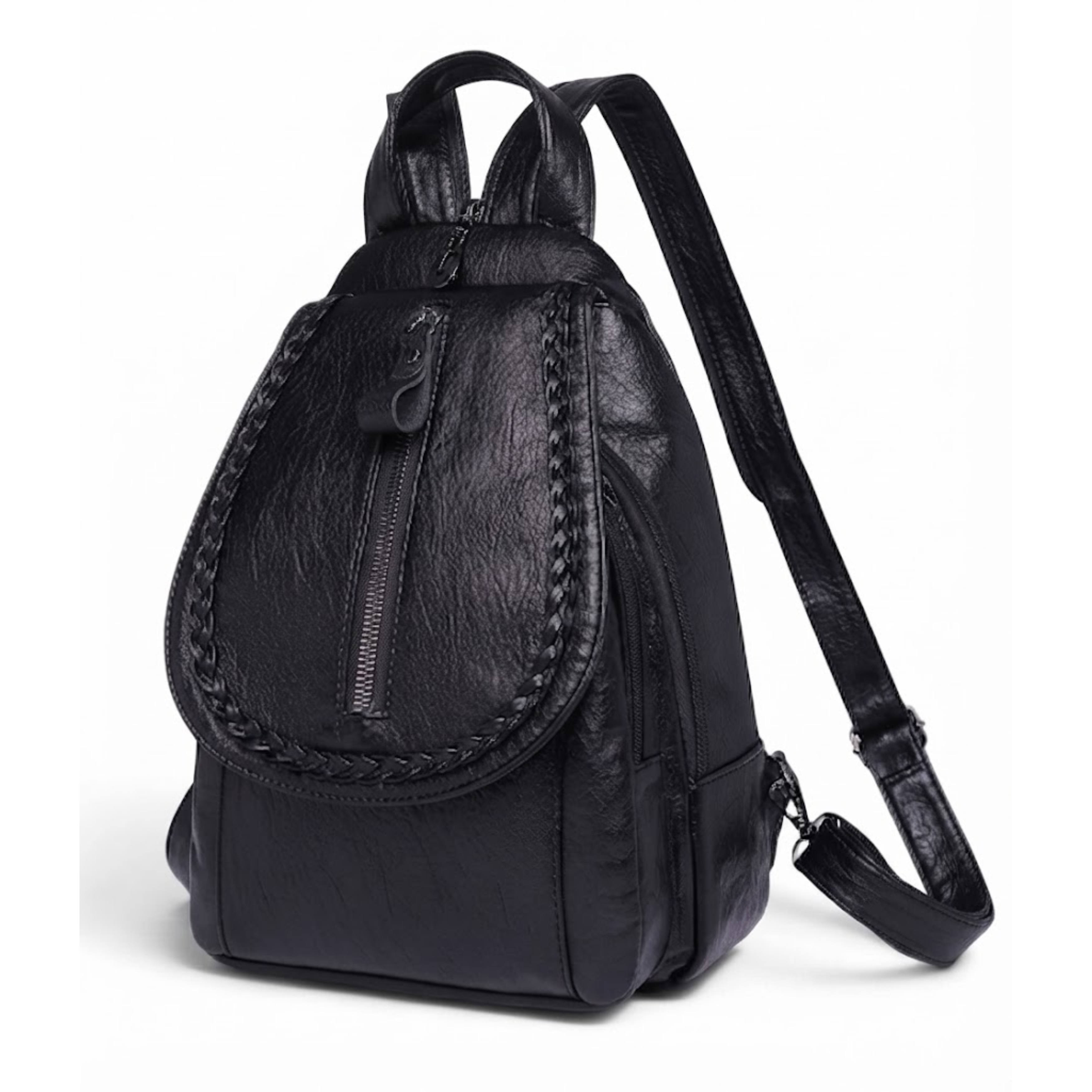 Natasha Braided Trim Convertible Leather Backpack