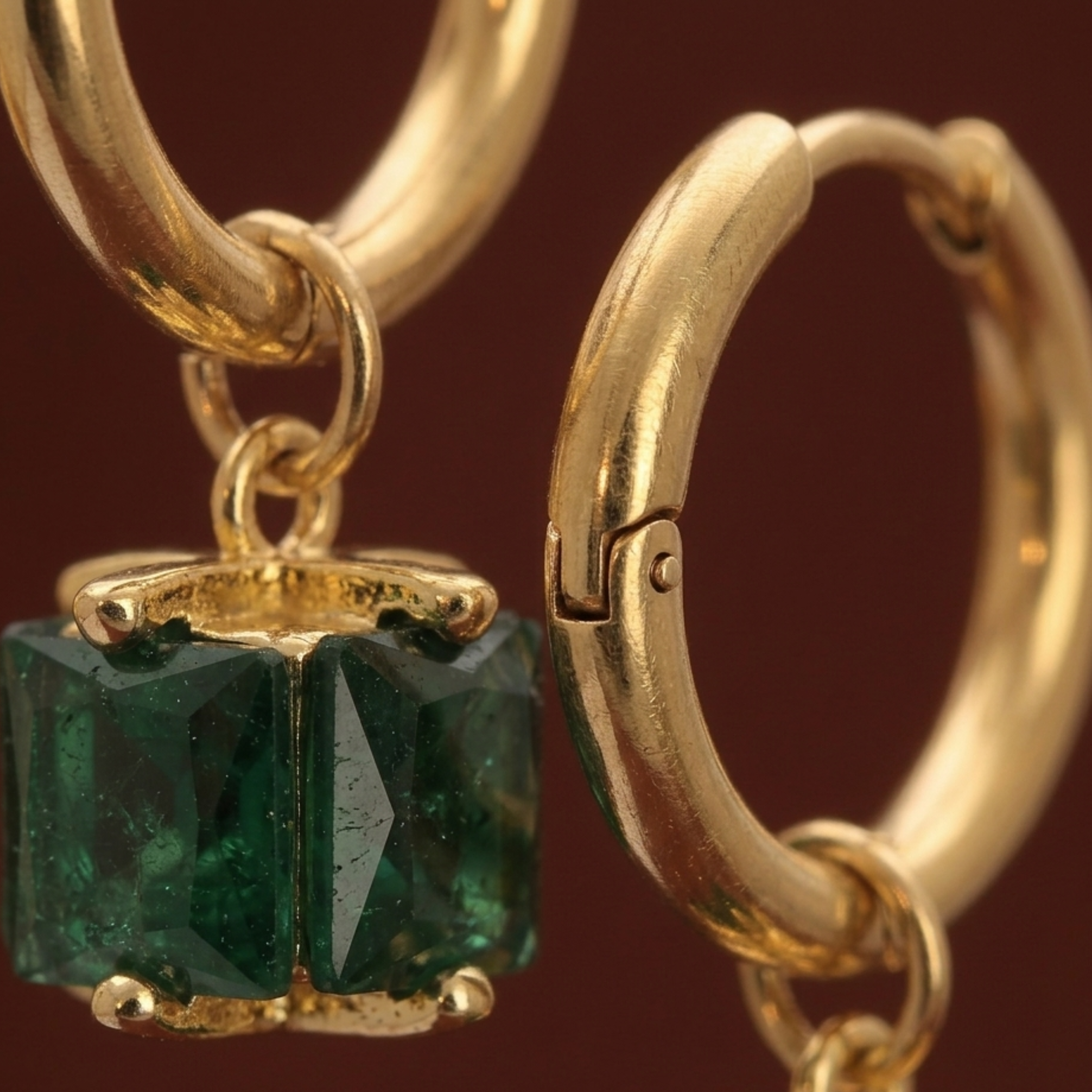 Ovelia Emerald Hängende Creolen