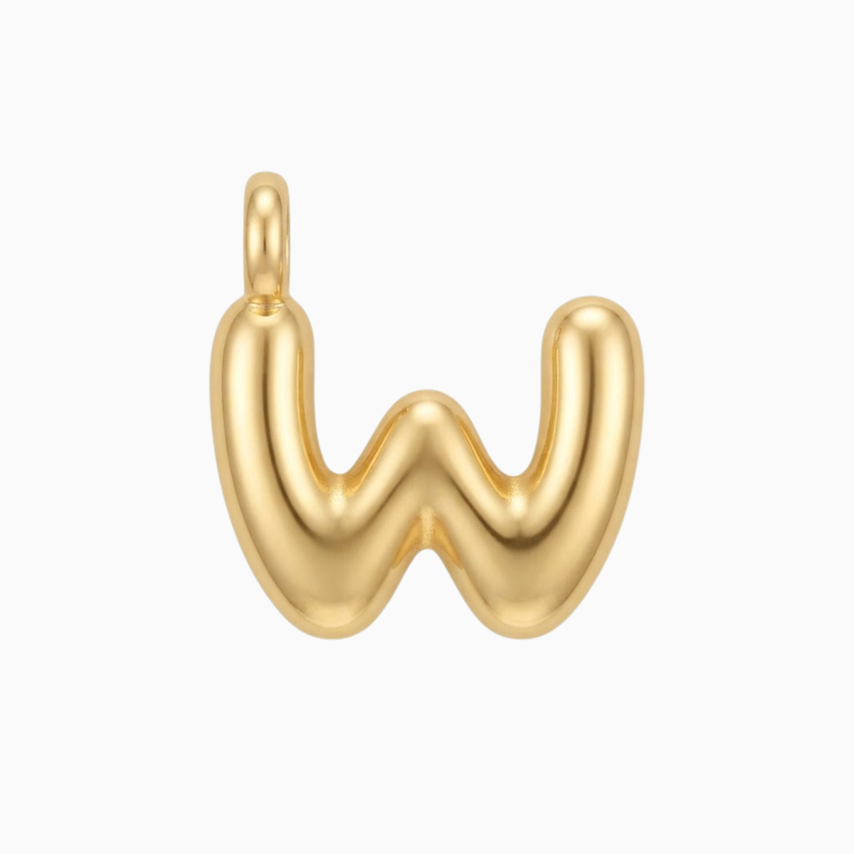 Charms - Gold Bubble Letter W Pendant