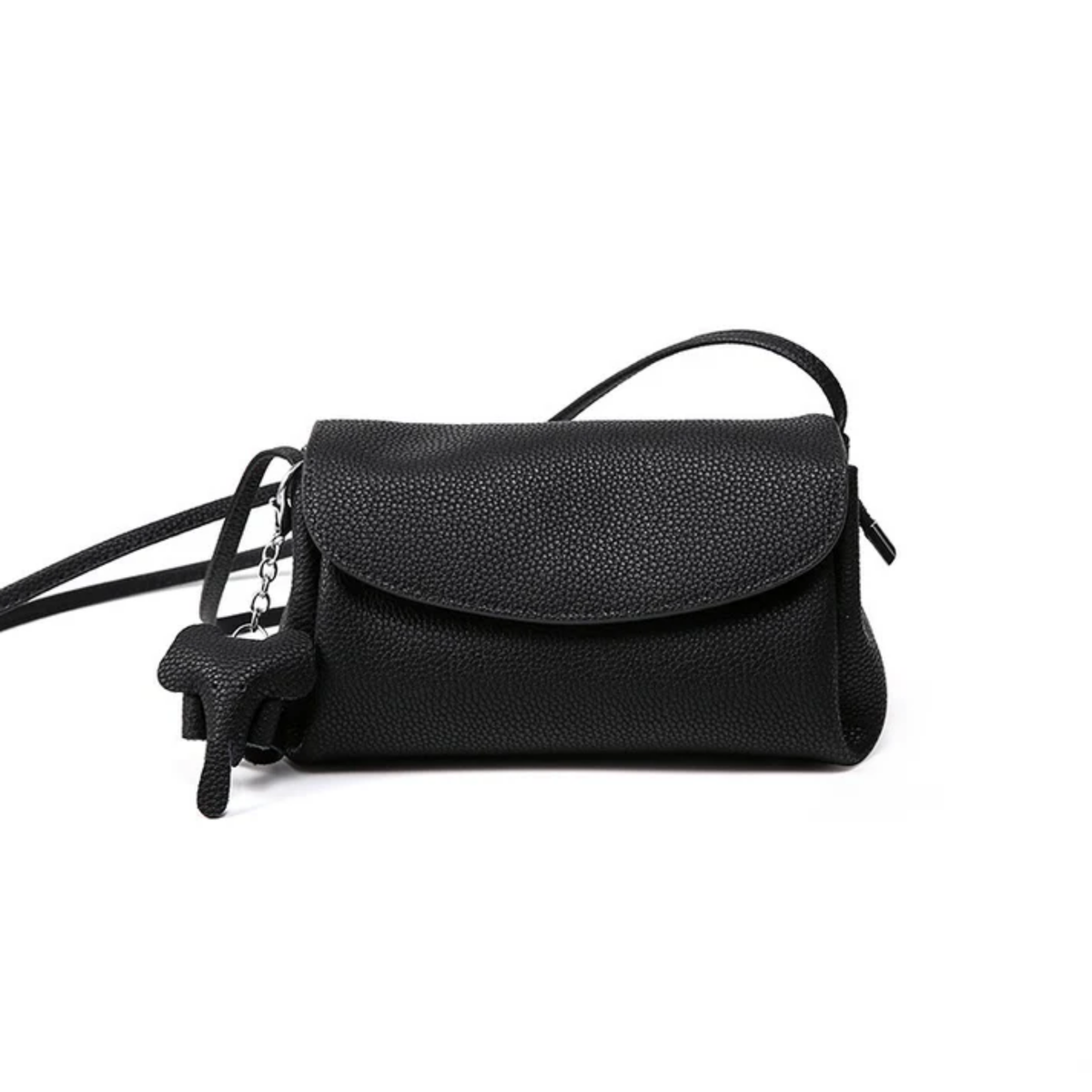 Vaelisse Genuine Leather Crossbody Bag with Mini Elephant Pendant